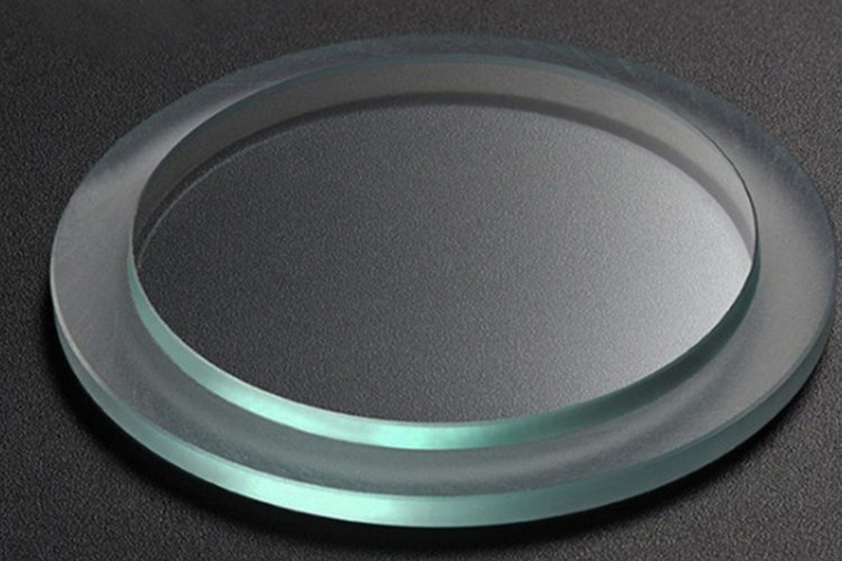 Customized step glass window sample -- precision stepped profile with AR coating, front view